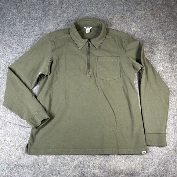 Duluth Trading Pullover Mens Large Rugby Knit Half Zip Olive Green Standard Fit - Picture 1 of 9